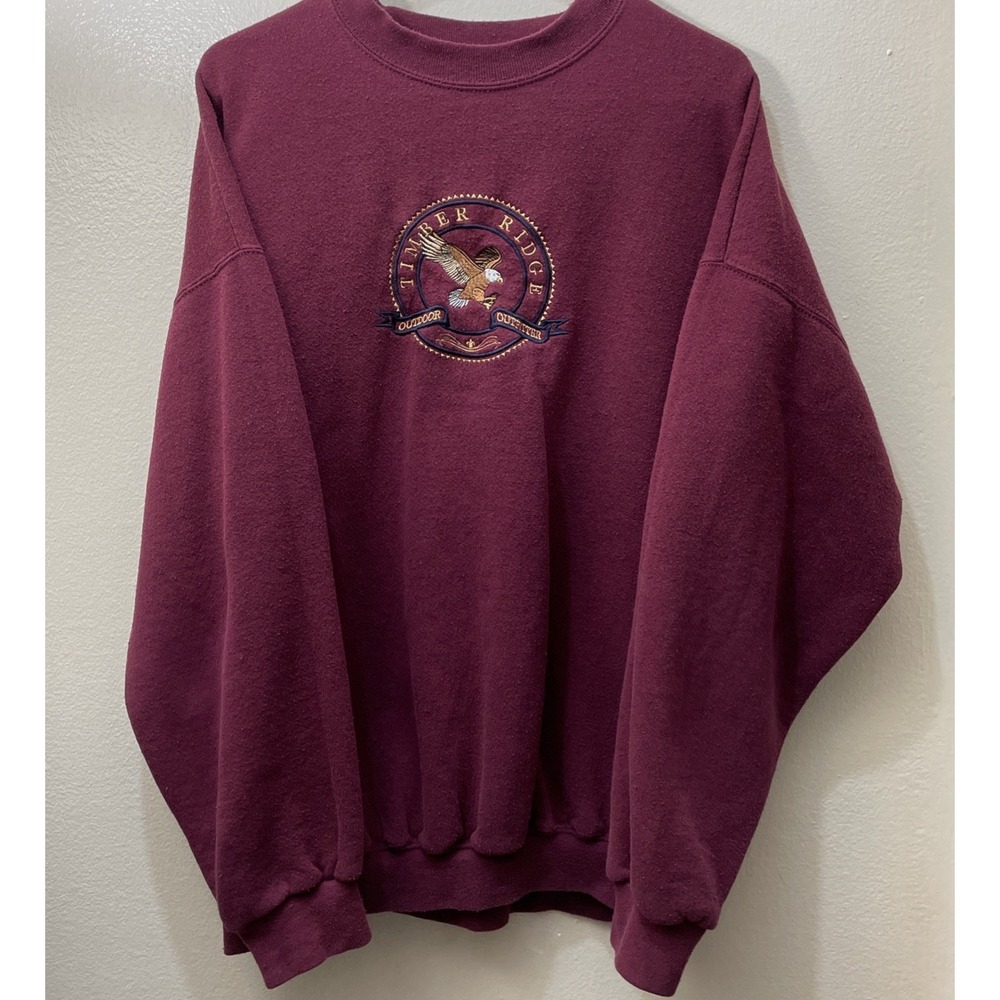 Vtg 90's Timber Ridge Outdoor Outfitters Eagle Crew Sweatshirt XL Maroon Tultex
